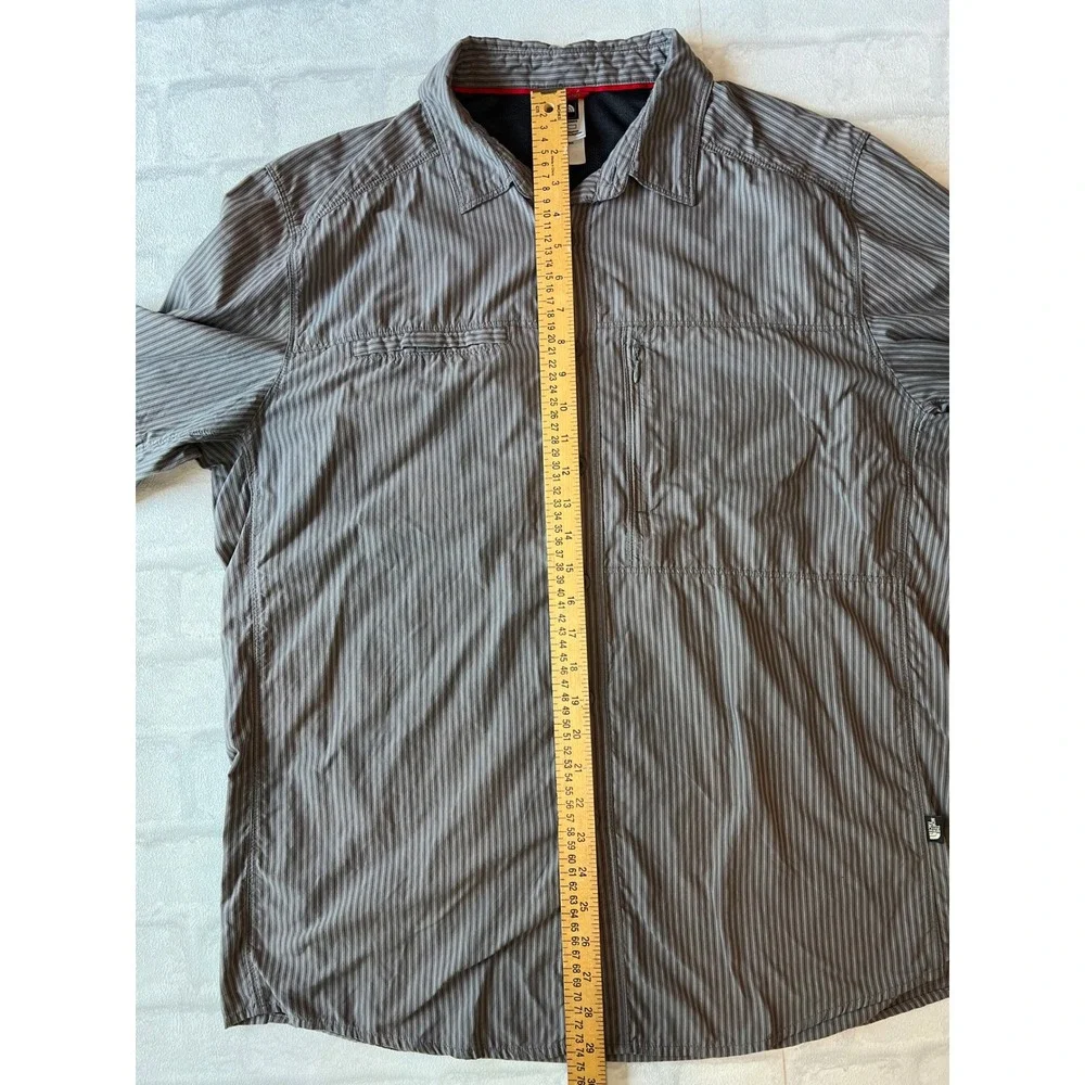 The North Face Mens Large Grey Striped Hiking Shirt Long Sleeve Vented Gorpcore